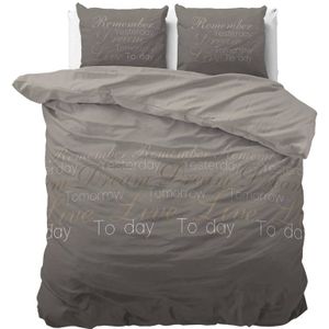 Sleeptime Live Today Dekbedovertrek - 240 x 200/220 + 2 60 x 70 cm kussenslopen - Taupe