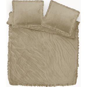 Y NOT Dekbedovertrek Velvet Ruffles Iced Coffee 2 Persoons Bruin
