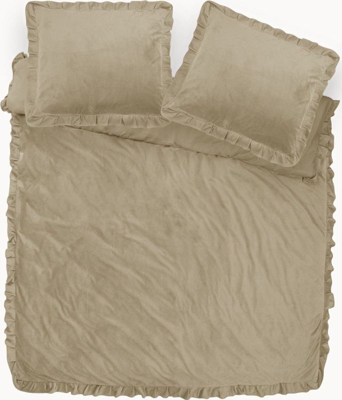 Y NOT Dekbedovertrek Velvet Ruffles Iced Coffee 2 Persoons Bruin