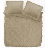 Y NOT Dekbedovertrek Velvet Ruffles Cappuccino White 1 Persoons Wit