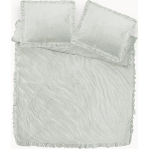 Y NOT Dekbedovertrek Velvet Ruffles Cappuccino White 1 Persoons Wit