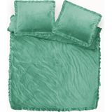 Y-NOT - Dekbedovertrek - Velvet Ruffles Granite Green - 2 Persoons - Groen