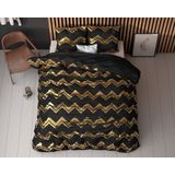 Sleeptime Wave Dekbedovertrek - 140X200/220 + 1 x kussensloop 60x70 - Zwart