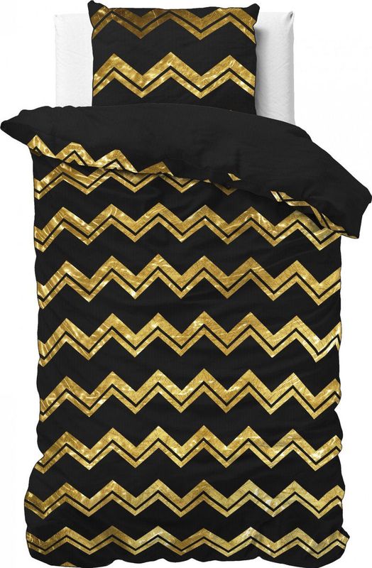 Sleeptime Wave Dekbedovertrek - 140X200/220 + 1 x kussensloop 60x70 - Zwart