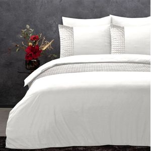 Sleeptime dekbedovertrek Band Micropercal met Luxe velvet Band Wit