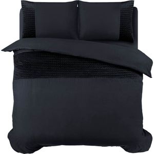 Sleeptime Dekbedovertrek Velvet Band Zwart - 140x220 + 1 kussensloop 60x70