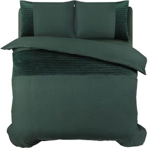 Sleeptime dekbedovertrek Band - Micropercal met Luxe velvet Band - 200 x 220 - Groen
