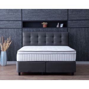 Modebedd - Boxspring - Antraciet - Pocketvering - Inclusief Topper