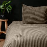 Sleeptime Teddy Rib Dekbedovertrek - 140X200/220 + 1 x kussensloop 60x70 - Taupe