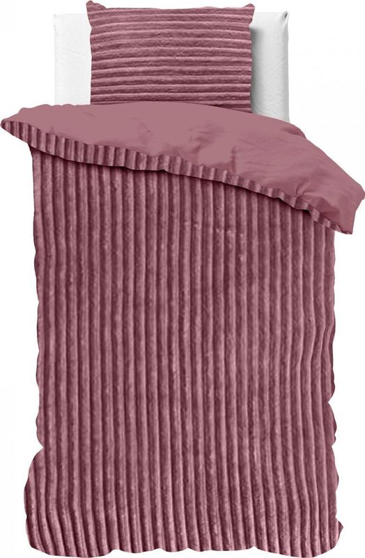 Sleeptime Teddy Rib Dekbedovertrek - 140X200/220 + 1 x kussensloop 60x70 - Roze