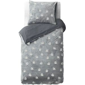 Sleeptime - Dekbedovertrek Glow in the Dark - Grijs - 140 x 220 + 1 Kussensloop 60 x 70