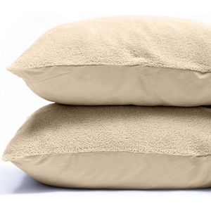 Sleeptime Teddy Kussensloop 2 Stuks Teddyfleece Taupe