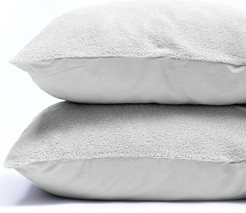 Sleeptime Teddy Kussensloop 2 Stuks Teddyfleece Grijs