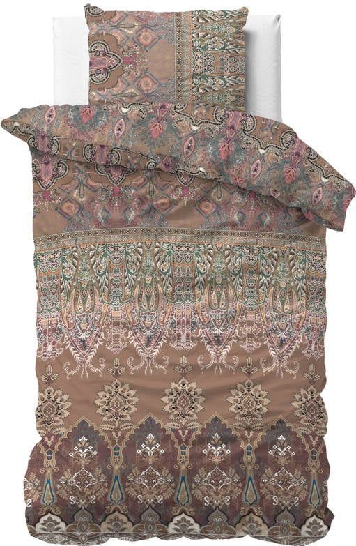 Sleeptime Berna Dekbedovertrek - 140X200/220 + 1 x kussensloop 60x70 - Bruin