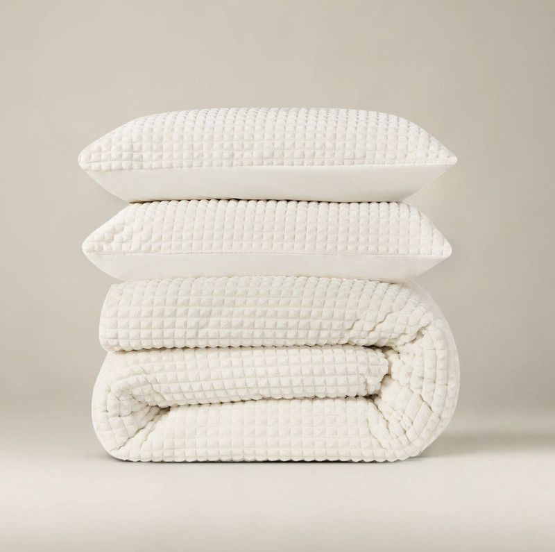 Sleeptime Check Teddy Dekbedovertrek + 1 x kussensloop Creme