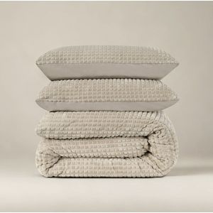 Sleeptime Check Teddy Dekbedovertrek + 1 x kussensloop Taupe