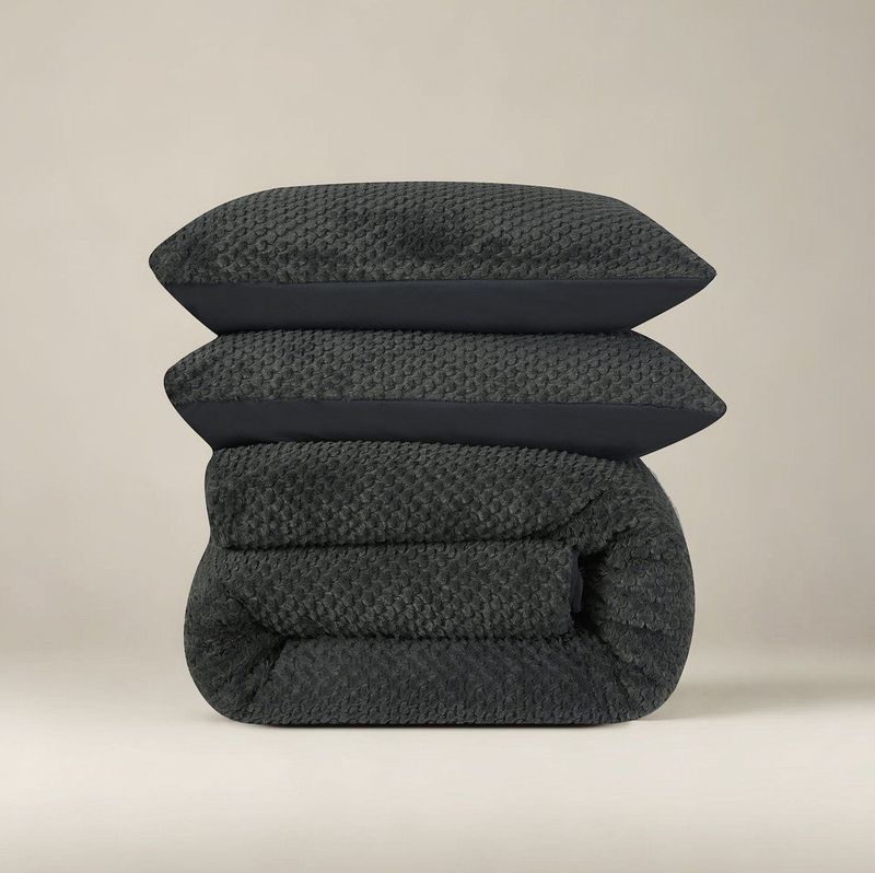 Sleeptime - Teddy Fur - Dekbedovertrek - Antraciet - Polyester