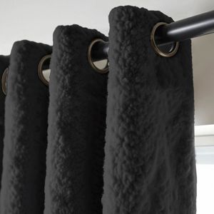 Teddy - Gordijnen - Verduisterend - Zwart - Materiaal: Teddy