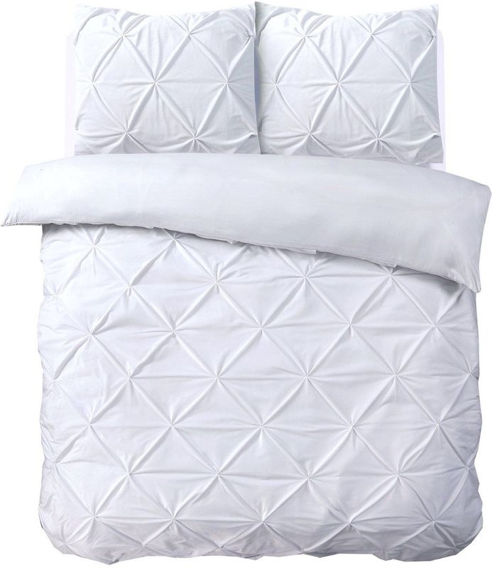 Sleeptime - Dekbedovertrek Velvet Pintuck - Wit - 140x220 + 1 Kussensloop 60x70