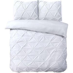 Sleeptime Velvet Pintuck Dekbedovertrek - Lits-Jumeaux - 240X200/260 + 2 x kussenslopen 60x70 - Wit