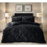 Sleeptime - Dekbedovertrek Velvet Pintuck - Zwart - Inclusief Kussensloop