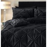 Sleeptime - Dekbedovertrek Velvet Pintuck - Zwart - Inclusief Kussensloop