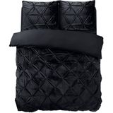 Sleeptime - Dekbedovertrek Velvet Pintuck - Zwart - Inclusief Kussensloop