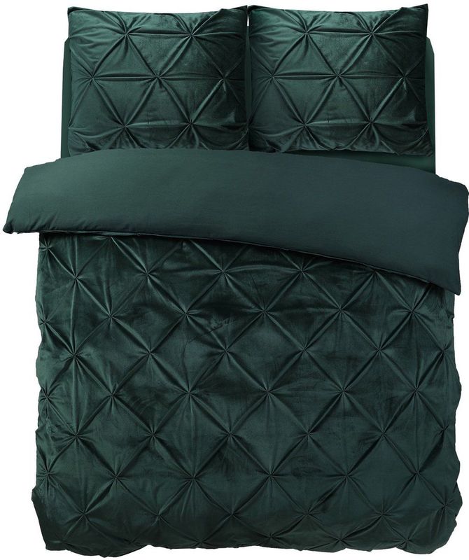 Sleeptime - Dekbedovertrek Velvet Pintuck - Groen - 140x220 + 1 Kussensloop 60x70