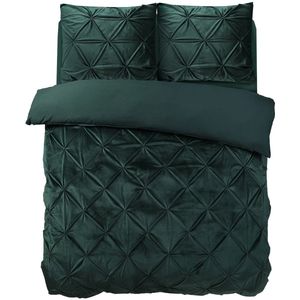 Sleeptime Velvet Pintuck Dekbedovertrek - Lits-Jumeaux - 240X200/260 + 2 x kussenslopen 60x70 - Groen