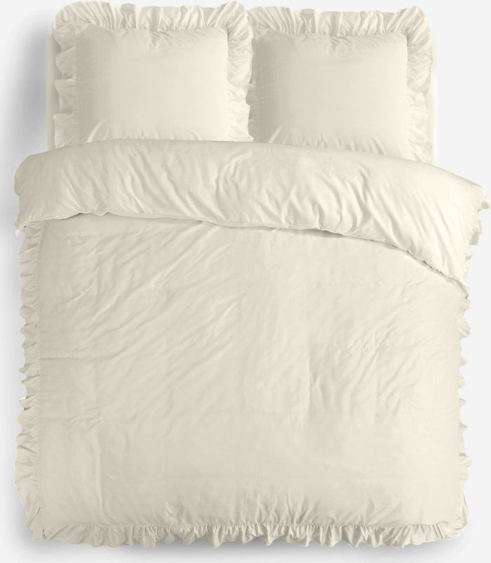 Sleeptime - Ruffles - Dekbedovertrek - Creme - 240x220 cm + 2 Kussenslopen 60x70 cm
