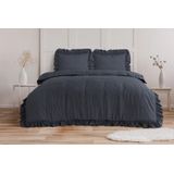 Sleeptime - Ruffles - Dekbedovertrek - Antraciet - 240x220 + 2 Kussenslopen 60x70