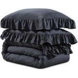 Sleeptime - Ruffles - Dekbedovertrek - Antraciet - 240x220 + 2 Kussenslopen 60x70