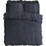 Sleeptime - Ruffles - Dekbedovertrek - Antraciet - 240x220 + 2 Kussenslopen 60x70