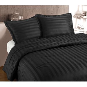 Primaviera DeLuxe Dekbedovertrek - Hotel Stripe - Antraciet - Katoen - Inclusief Kussenslopen