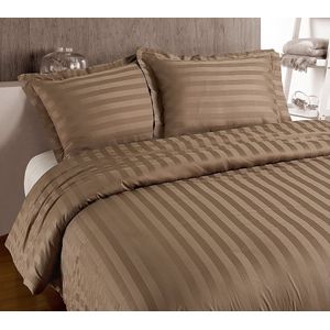 Primaviera - DeLuxe Dekbedovertrek - Hotel Stripe - Taupe - 240x200/260 + 2 Kussenslopen 60x70
