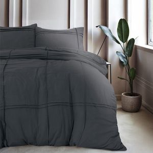 Sleeptime - Washed Tufted - Dekbedovertrek - Antraciet - 140x200 Cm (Eenpersoons)