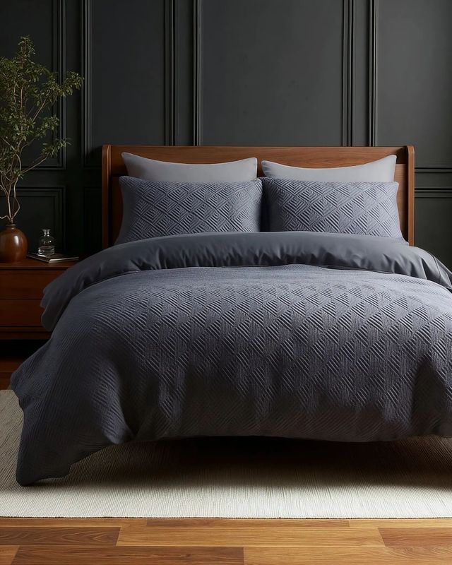 Sleeptime - Dekbedovertrek Delight Groen Milano 3D Antraciet - 140x200/260 + 1 Kussensloop 60x70 - Grijs