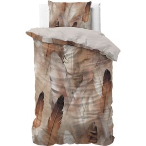 Dreamhouse - Feathura - Dekbedovertrek - Taupe - Katoen Satijn - Inclusief Kussensloop