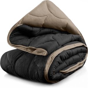 Dekbed Lazy & Dekbedovertrek in 1 Double Face Zwart / Taupe - Easy - zonder overtrek - 140x200 cm (Eenpersoons) - Sleeptime - 300 gram per m² -