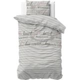 Sleeptime - Dekbedovertrek Pinky Words - Roze - Microvezel - Inclusief Kussensloop