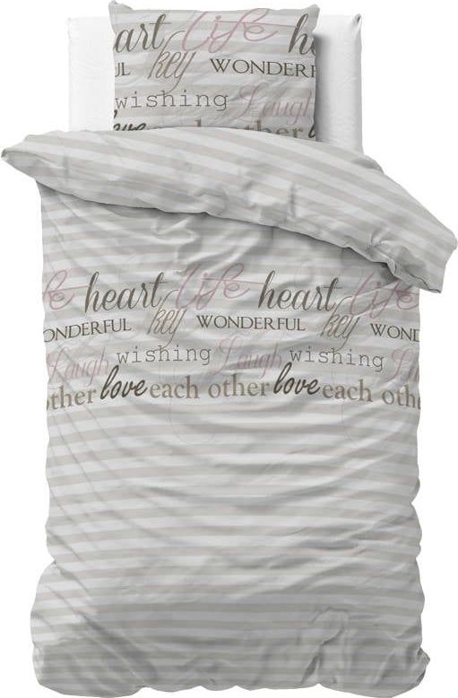 Sleeptime - Dekbedovertrek Pinky Words - Roze - Microvezel - Inclusief Kussensloop