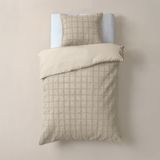 Sleeptime - Furry Check - Dekbedovertrek - Creme - Tweepersoons - 200X200/260 + 2 x Kussenslopen 60x70