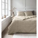 Sleeptime - Furry Check - Dekbedovertrek - Creme - Tweepersoons - 200X200/260 + 2 x Kussenslopen 60x70