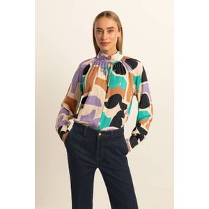 Expresso - Geweven Blouse - Multi - Grafische Print - Plooien
