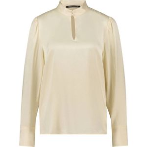 Expresso - Top - Ecru - 100% Viscose - Rechte Mouwen - Opstaande Kraag