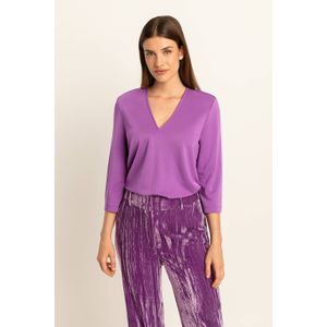 Expresso - Top - Lila - Half Lange Mouw - V-hals - Viscose