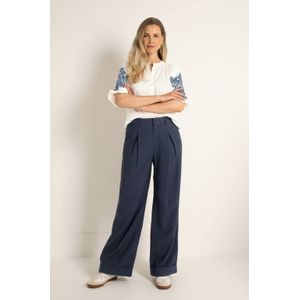 Claudia Sträter - Wide Leg High Waist Broek - Donkerblauw
