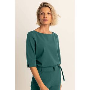 Expresso - Travelstof Slim High Waist Broek - Petrol