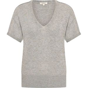 Expresso - Gebreide Trui - Grijs - Korte Mouwen - V-hals