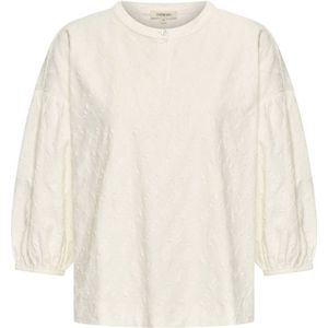 Expresso - Top - Ecru - Halve Lange Mouwen - Ronde Hals